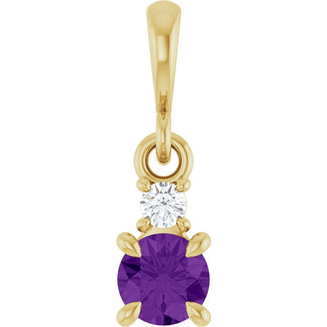 14K Yellow Gold Natural Amethyst & .03 CT Natural Diamond Pendant