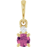 14K Yellow Gold Natural Pink Tourmaline & .03 CT Natural Diamond Pendant