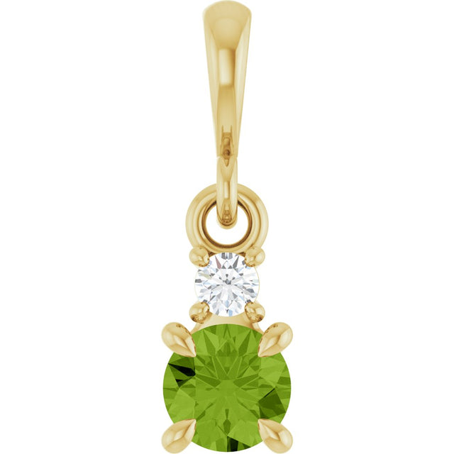 14K Yellow Gold Natural Peridot & .03 CT Natural Diamond Pendant