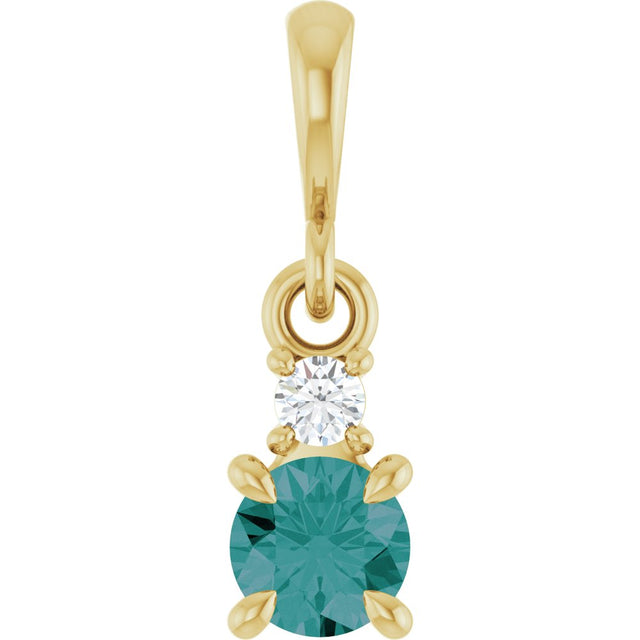 14K Yellow Gold Lab-Grown Alexandrite & .03 CT Natural Diamond Pendant