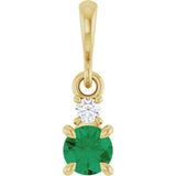 14K Yellow Gold Lab-Grown Emerald & .03 CT Natural Diamond Pendant
