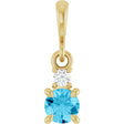14K Yellow Gold Natural Aquamarine & .03 CT Natural Diamond Pendant