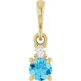 14K Yellow Gold Natural Aquamarine & .03 CT Natural Diamond Pendant