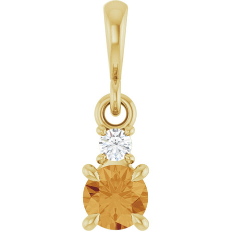 14K Yellow Gold Natural Citrine & .03 CT Natural Diamond Pendant