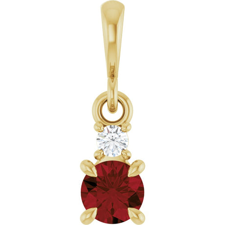 14K Yellow Gold Natural Mozambique Garnet & .03 CT Natural Diamond Pendant