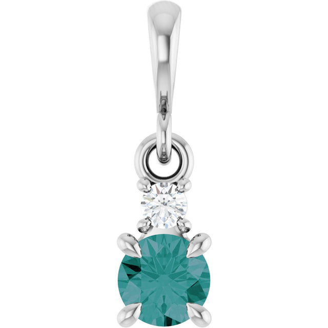 14K White Gold Lab-Grown Alexandrite & .03 CT Natural Diamond Pendant
