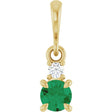 14K Yellow Gold Lab-Grown Emerald & .03 CT Natural Diamond Pendant