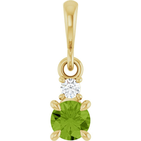 14K Yellow Gold Natural Peridot & .03 CT Natural Diamond Pendant