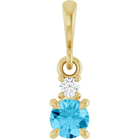 14K Yellow Gold Natural Aquamarine & .03 CT Natural Diamond Pendant