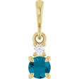 14K Yellow Gold Natural London Blue Topaz & .03 CT Natural Diamond Pendant