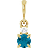 14K Yellow Gold Natural London Blue Topaz & .03 CT Natural Diamond Pendant