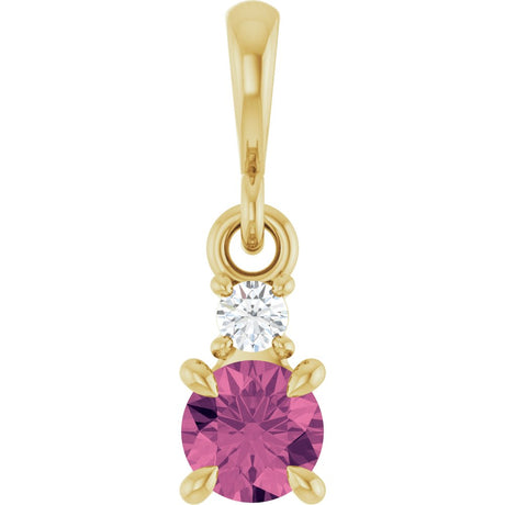 14K Yellow Gold Natural Pink Tourmaline & .03 CT Natural Diamond Pendant