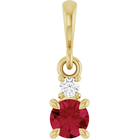14K Yellow Gold Lab-Grown Ruby & .03 CT Natural Diamond Pendant