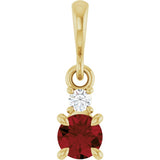 14K Yellow Gold Natural Mozambique Garnet & .03 CT Natural Diamond Pendant