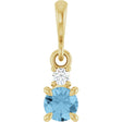 14K Yellow Gold Natural Sky Blue Topaz & .03 CT Natural Diamond Pendant