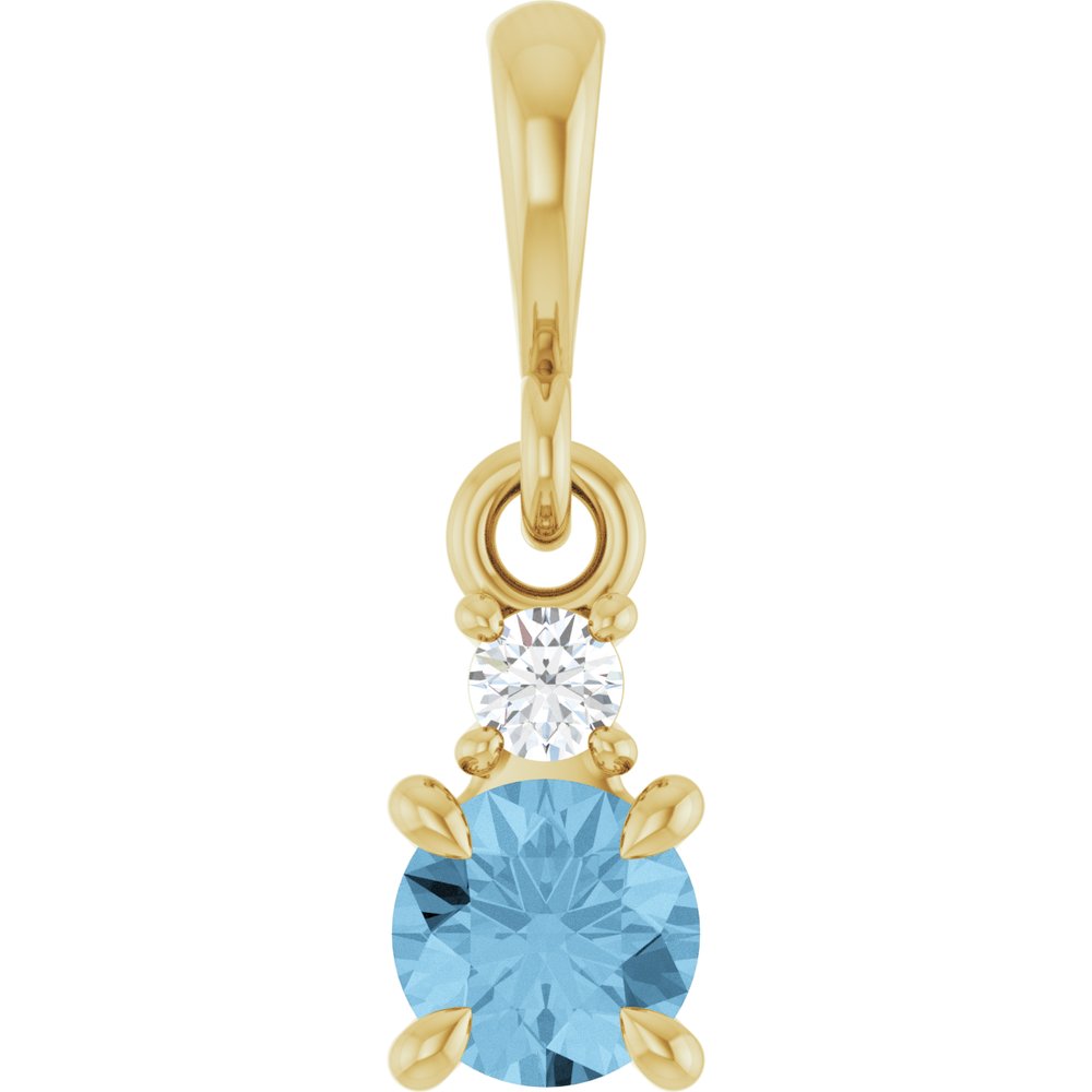 14K Yellow Gold Natural Sky Blue Topaz & .03 CT Natural Diamond Pendant