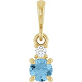 14K Yellow Gold Natural Sky Blue Topaz & .03 CT Natural Diamond Pendant