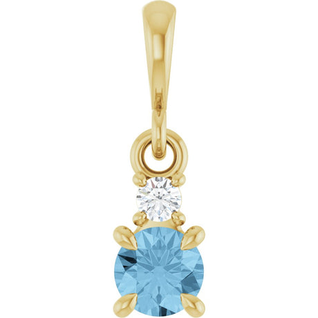 14K Yellow Gold Natural Sky Blue Topaz & .03 CT Natural Diamond Pendant