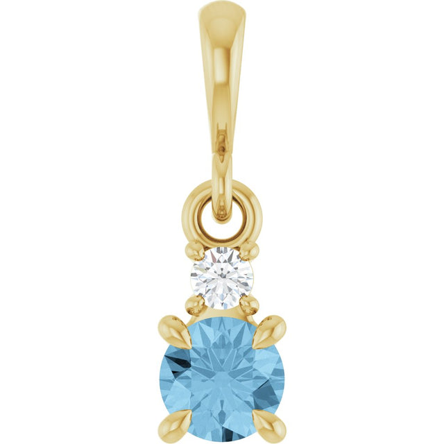 14K Yellow Gold Natural Sky Blue Topaz & .03 CT Natural Diamond Pendant
