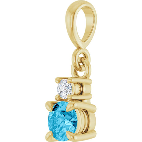 14K Yellow Gold Natural Aquamarine & .03 CT Natural Diamond Pendant
