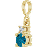 14K Yellow Gold Natural London Blue Topaz & .03 CT Natural Diamond Pendant