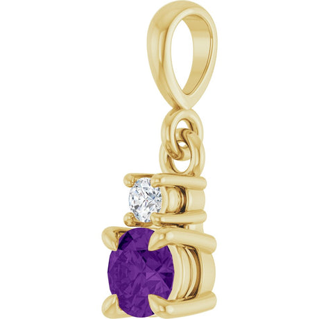 14K Yellow Gold Natural Amethyst & .03 CT Natural Diamond Pendant