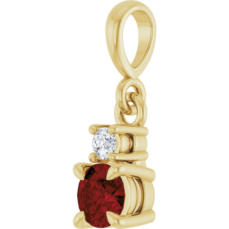 14K Yellow Gold Natural Mozambique Garnet & .03 CT Natural Diamond Pendant