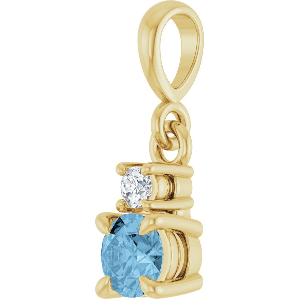 14K Yellow Gold Natural Sky Blue Topaz & .03 CT Natural Diamond Pendant