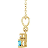 14K Yellow Gold Natural Aquamarine & .03 CT Natural Diamond 16-18" Necklace