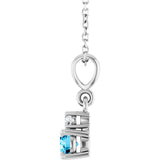 Sterling Silver Natural Aquamarine & .03 CT Natural Diamond 16-18" Necklace