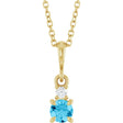 14K Yellow Gold Natural Aquamarine & .03 CT Natural Diamond 16-18" Necklace