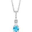 Sterling Silver Natural Aquamarine & .03 CT Natural Diamond 16-18" Necklace