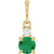 14K Yellow Gold Lab-Grown Emerald & .06 CT Natural Diamond Pendant