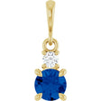 14K Yellow Gold Lab-Grown Blue Sapphire & .06 CT Natural Diamond Pendant