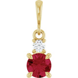 14K Yellow Gold Lab-Grown Ruby & .06 CT Natural Diamond Pendant