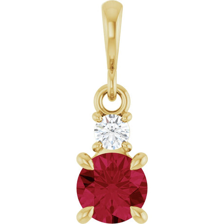 14K Yellow Gold Lab-Grown Ruby & .06 CT Natural Diamond Pendant