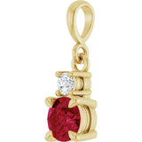 14K Yellow Gold Lab-Grown Ruby & .06 CT Natural Diamond Pendant