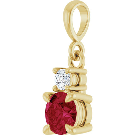 14K Yellow Gold Lab-Grown Ruby & .06 CT Natural Diamond Pendant