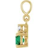 14K Yellow Gold Lab-Grown Emerald & .06 CT Natural Diamond Pendant