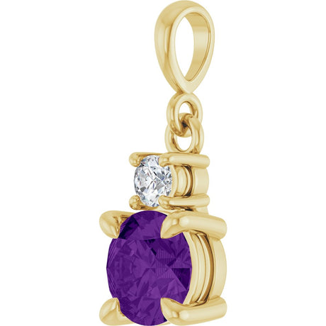 14K Yellow Gold Natural Amethyst & .07 CT Natural Diamond Pendant