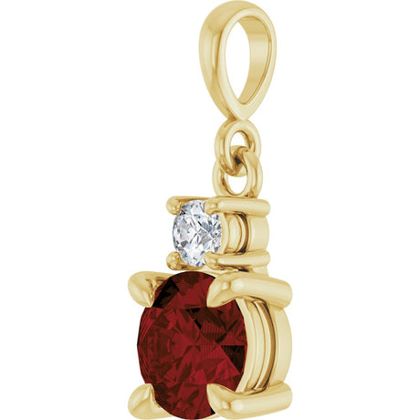 14K Yellow Gold Natural Mozambique Garnet & .07 CT Natural Diamond Pendant