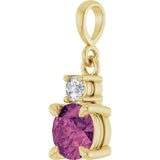14K Yellow Gold Natural Pink Tourmaline & .07 CT Natural Diamond Pendant