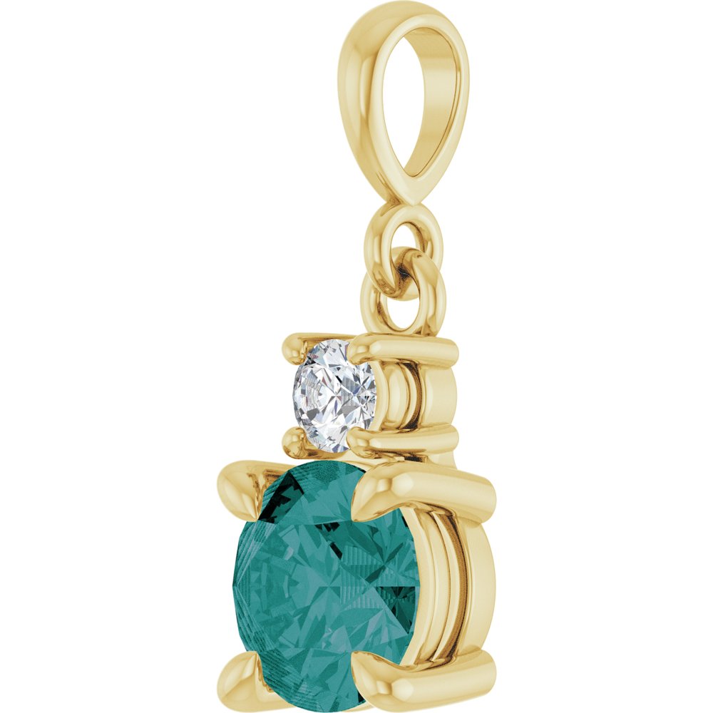 14K Yellow Gold Lab-Grown Alexandrite & .07 CT Natural Diamond Pendant