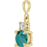 14K Yellow Gold Lab-Grown Alexandrite & .07 CT Natural Diamond Pendant