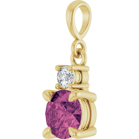 14K Yellow Gold Natural Pink Tourmaline & .07 CT Natural Diamond Pendant