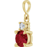 14K Yellow Gold Lab-Grown Ruby & .07 CT Natural Diamond Pendant