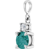 14K White Gold Lab-Grown Alexandrite & .07 CT Natural Diamond Pendant