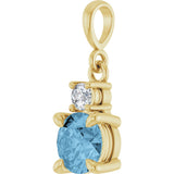 14K Yellow Gold Natural Sky Blue Topaz & .07 CT Natural Diamond Pendant