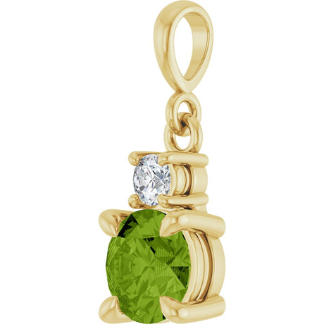 14K Yellow Gold Natural Peridot & .07 CT Natural Diamond Pendant