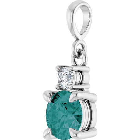 14K White Gold Lab-Grown Alexandrite & .07 CT Natural Diamond Pendant